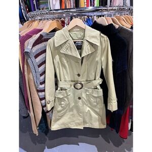 Vintage Fleet Street Rain Shine Wood Button Trench Coat Jacket Made in Japan